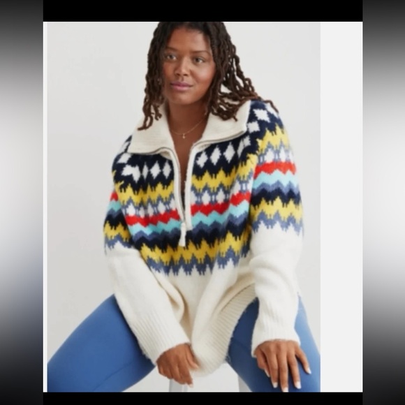 aerie Sweaters - NWT Aerie Fair Isle Half Zip Sweater Wool Blend Cozy Soft Nordic Pattern 
Small